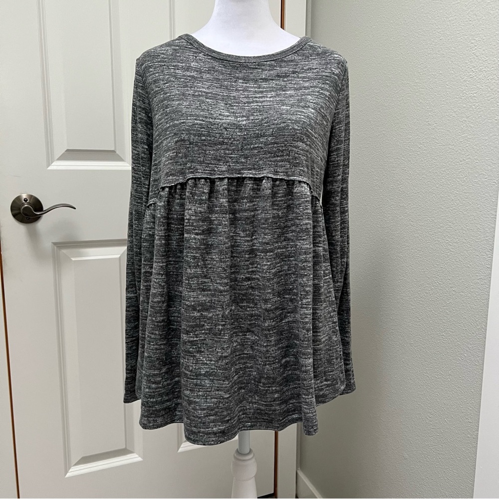 ISABEL MATERNITY LONG SLEEVE BABYDOLL SHIRT GREY XS